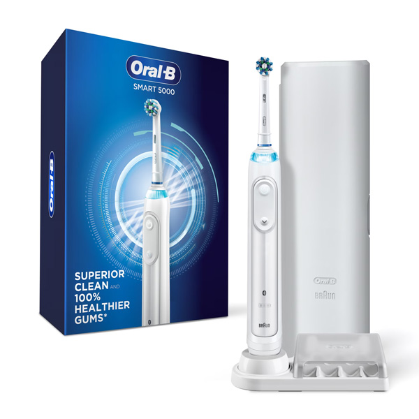 Oral-B Smart 5000 Electric Toothbrush, White, Adults and Children 3+